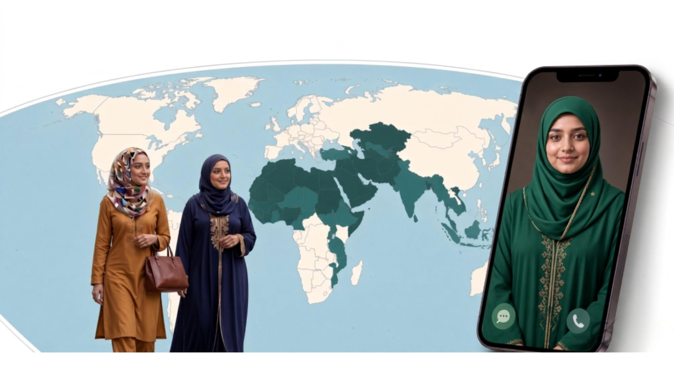 Women connecting with a verified Sukoontalk guide over a video call, shown across a world map